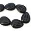 Wholesale Black Agate Beads - 40mm Etched Peace Sign Big Pear Shape (3 pcs)