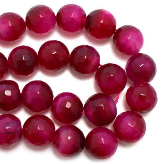 Wholesale Fuchsia Agate Beads - Faceted Round 12mm (Sold Per Strand)