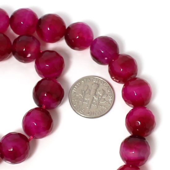 Wholesale Fuchsia Agate Beads - Faceted Round 12mm (Sold Per Strand)