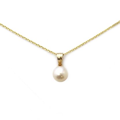 Wholesale 14K Yellow Gold Simple White Freshwater Pearl Necklace