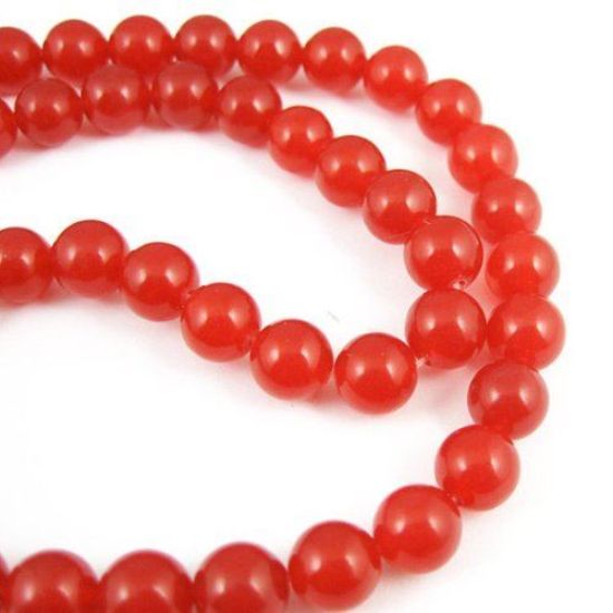 Wholesale Red Jade Beads - 8mm Smooth Round (Sold Per Strand)