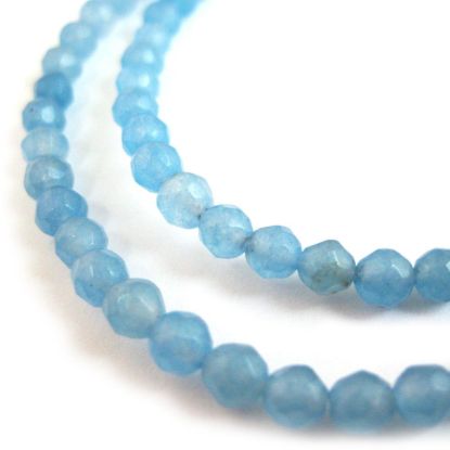 Wholesale Blue Jade Beads - 4mm Faceted Round (Sold Per Strand)