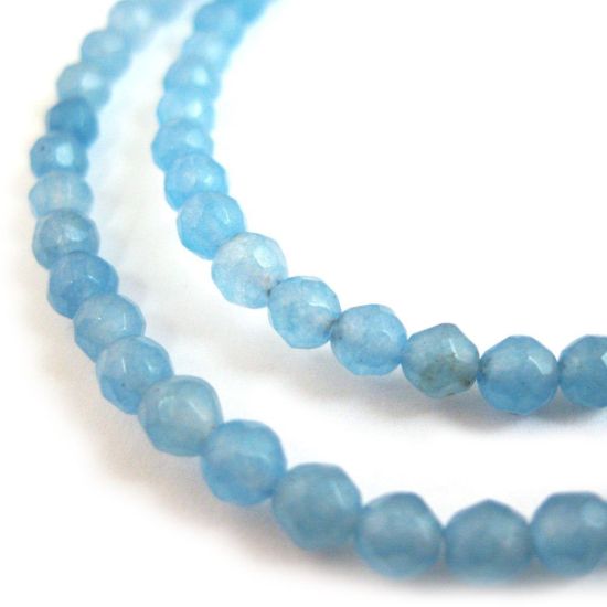 Wholesale Blue Jade Beads - 4mm Faceted Round (Sold Per Strand)