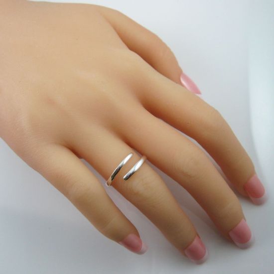 Wholesale 925 Sterling Silver Smooth Classic Double Bar Ring -  Adjustable (1 piece)