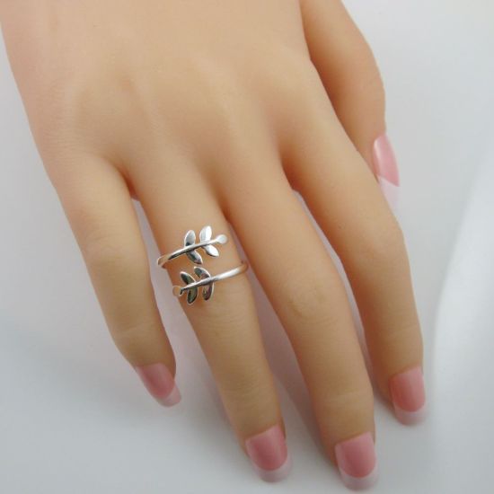 Wholesale 925 Sterling Silver Branch and Leaves Ring  - Adjustable (1 piece)