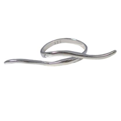 Wholesale 925 Sterling Silver Large Wave Ring - Adjustable (1 piece)