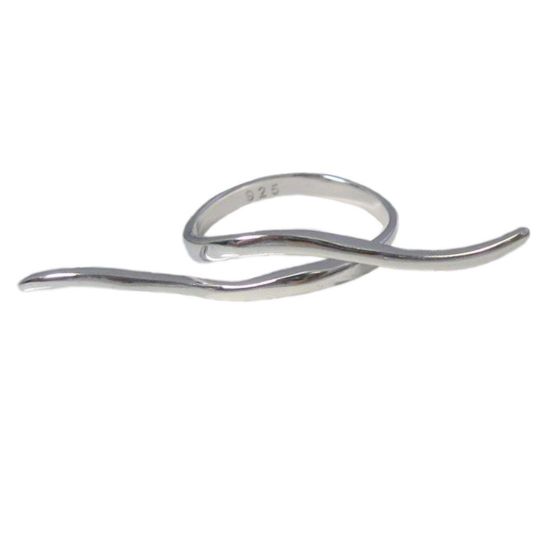 Wholesale 925 Sterling Silver Large Wave Ring - Adjustable (1 piece)