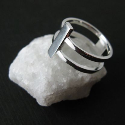 Wholesale 925 Sterling Silver Double Banded Ring with Bar (1 piece)