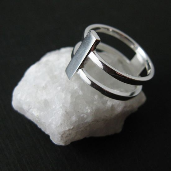 Wholesale 925 Sterling Silver Double Banded Ring with Bar (1 piece)
