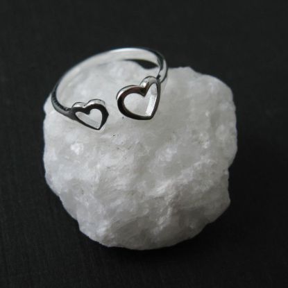 Wholesale 925 Sterling Silver Two Heart Ring - Adjustable (1 piece)