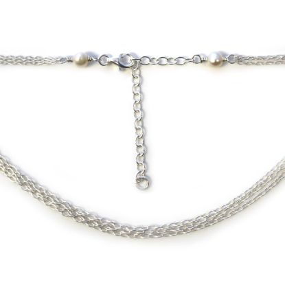 Wholesale Sterling Silver Adjustable Multi-strand Chain Necklace with Freshwater Pearls