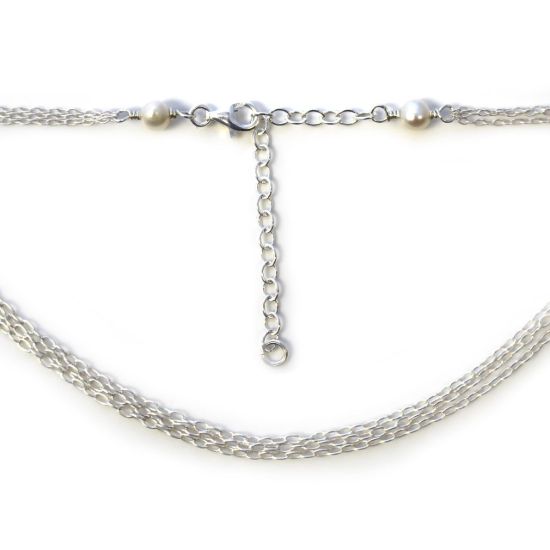 Wholesale Sterling Silver Adjustable Multi-strand Chain Necklace with Freshwater Pearls