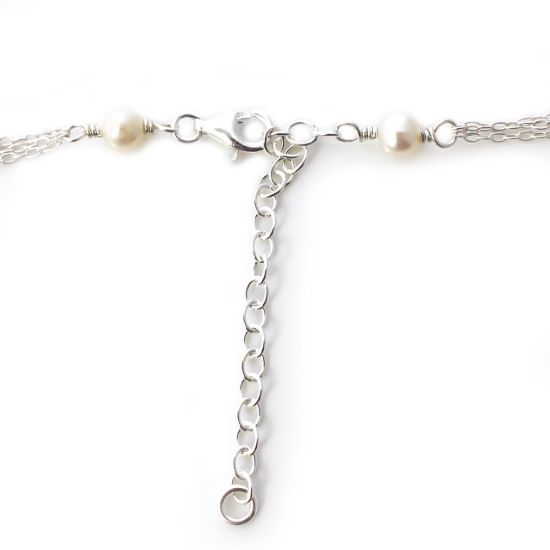 Wholesale Sterling Silver Adjustable Multi-strand Chain Necklace with Freshwater Pearls