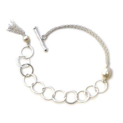 Wholesale Sterling Silver Adjustable Multi-strand Chain Freshwater Pearl Bracelet