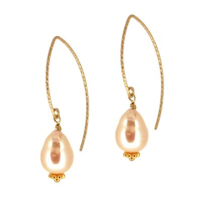 Wholesale Gold Filled Sparkle Marquise Teardrop Freshwater Pearl Earrings