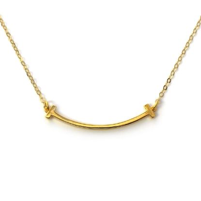Wholesale Gold Over Sterling Silver Smile Bar Necklace - 18"