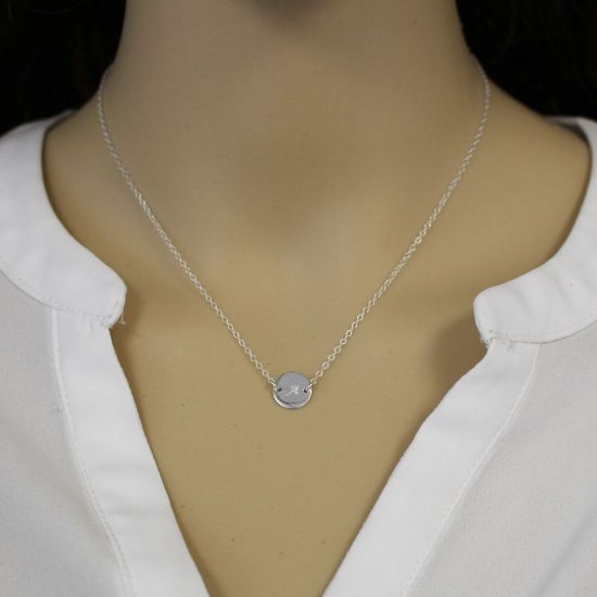 Wholesale Sterling Silver Initial Charm Connector Necklace - 16"