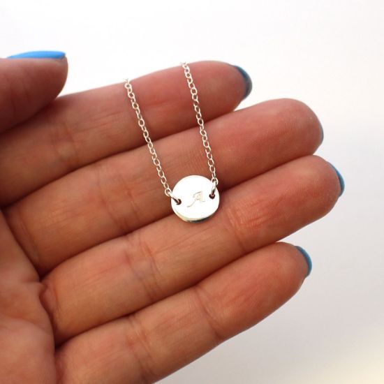 Wholesale Sterling Silver Initial Charm Connector Necklace - 16"