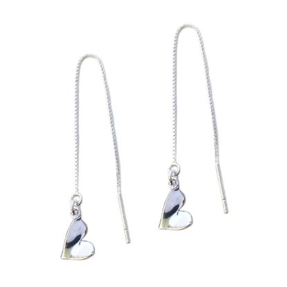 Wholesale Sterling Silver Heart Charm Threader Earrings (Sold Per Pair)