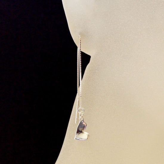 Wholesale Sterling Silver Heart Charm Threader Earrings (Sold Per Pair)