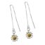 Wholesale Sterling Silver Two-Tone Sunflower Charm Threader Earrings (Sold Per Pair)