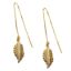 Wholesale Gold Over Sterling Silver Feather Charm Threader Earrings (Sold Per Pair)