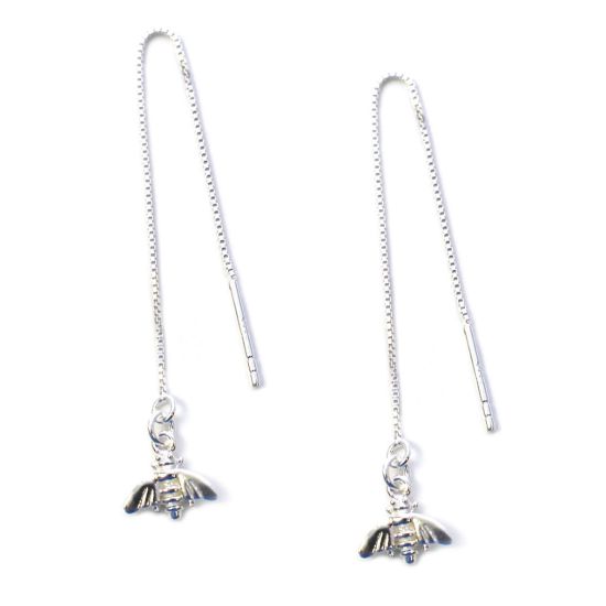 Wholesale Sterling Silver Bumblebee Charm Threader Earrings (Sold Per Pair)