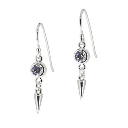 Wholesale Sterling Silver CZ Stone Spike Earrings (Sold Per Pair)