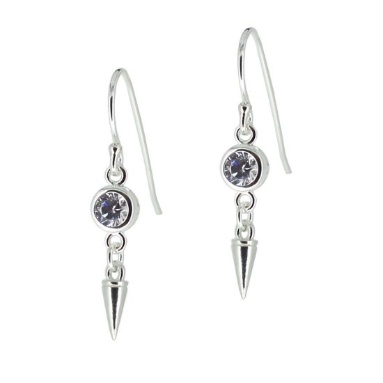 Wholesale Sterling Silver CZ Stone Spike Earrings (Sold Per Pair)