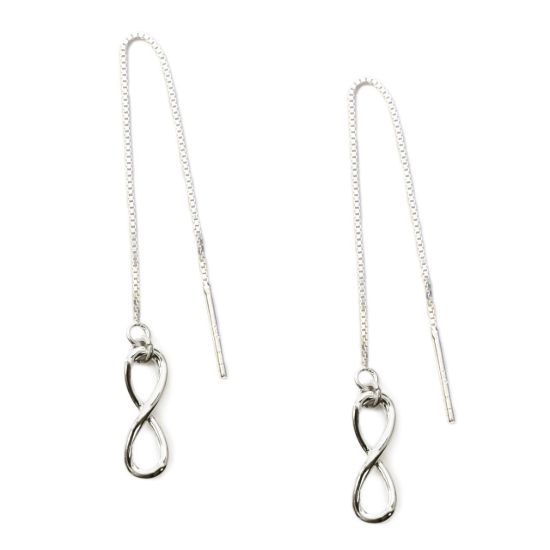 Wholesale Sterling Silver Infinity Charm Threader Earrings (Sold Per Pair)