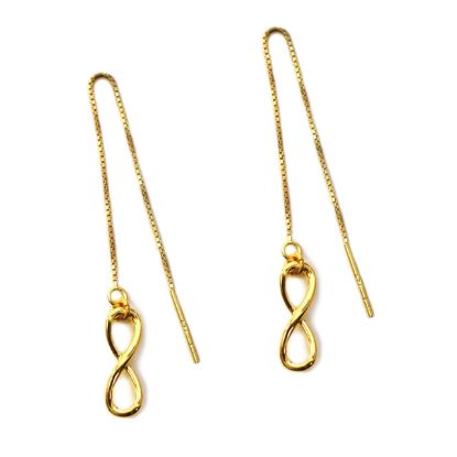 Wholesale Gold Over Sterling Silver Infinity Charm Threader Earrings (Sold Per Pair)