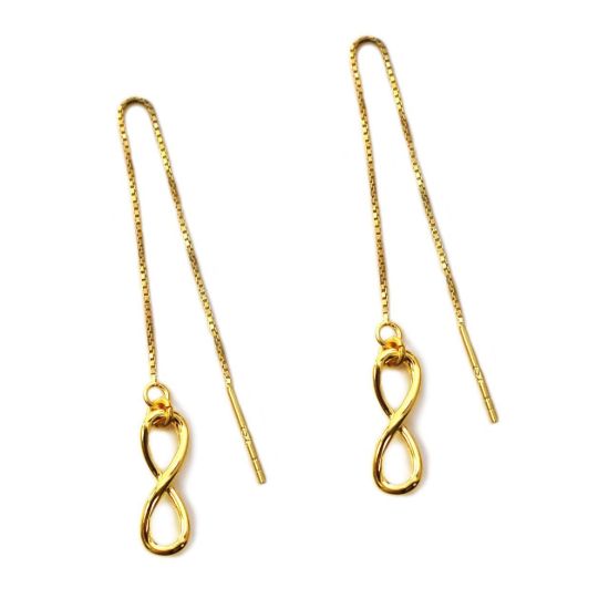 Wholesale Gold Over Sterling Silver Infinity Charm Threader Earrings (Sold Per Pair)