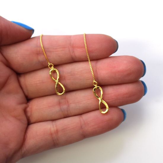 Wholesale Gold Over Sterling Silver Infinity Charm Threader Earrings (Sold Per Pair)