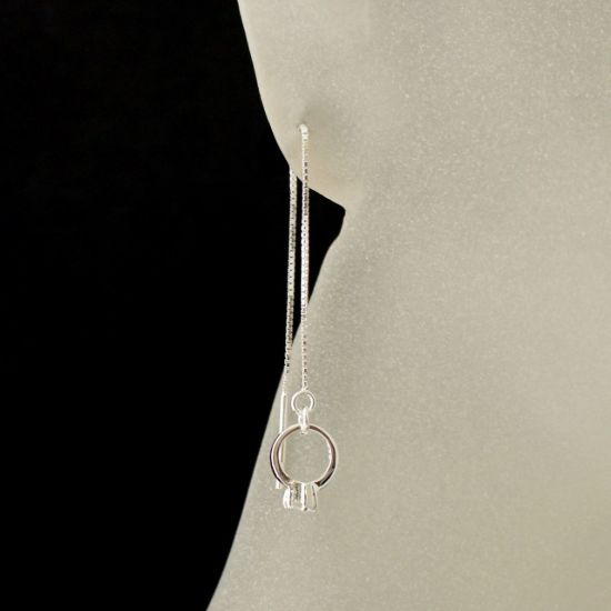Wholesale Sterling Silver Promise Ring Charm Threader Earrings (Sold Per Pair)