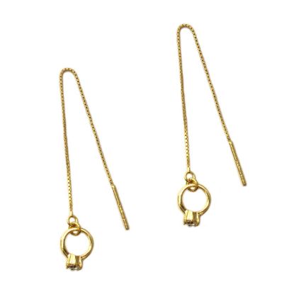 Wholesale Gold Over Sterling Silver Promise Ring Charm Threader Earrings (Sold Per Pair)