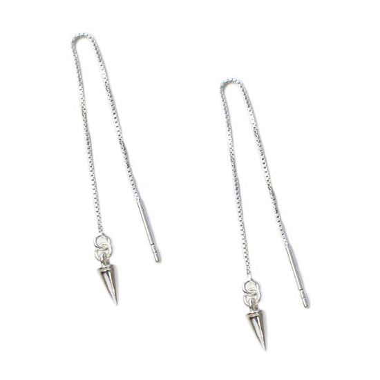 Wholesale Sterling Silver Spike Charm Threader Earrings (Sold Per Pair)
