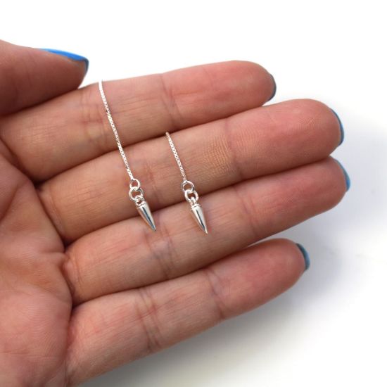 Wholesale Sterling Silver Spike Charm Threader Earrings (Sold Per Pair)
