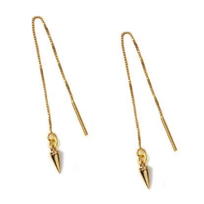 Wholesale Gold Over Sterling Silver Spike Charm Threader Earrings (Sold Per Pair)