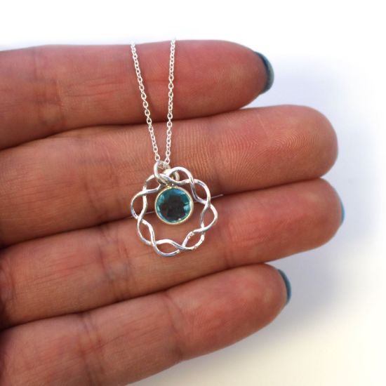 Wholesale Sterling Silver Birthstone Wreath Necklace - 18"