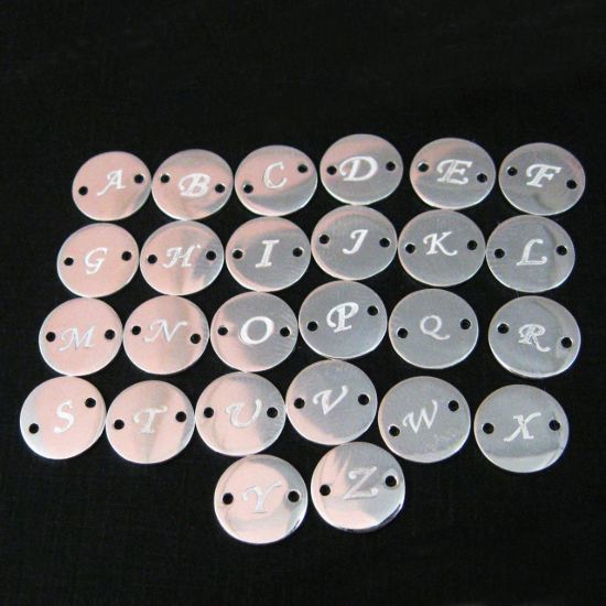 Wholesale Sterling Silver Initial Charm Connector Necklace - 16"