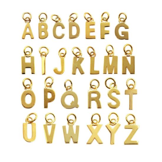 Wholesale Gold Over Sterling Silver Initial Charm Threader Earrings (Sold Per Pair)
