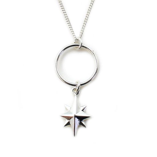 Wholesale Sterling Silver North Star Charm Necklace - 18"