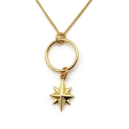 Wholesale Gold Over Sterling Silver North Star Charm Necklace - 18"
