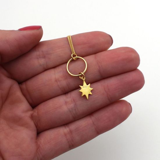 Wholesale Gold Over Sterling Silver North Star Charm Necklace - 18"