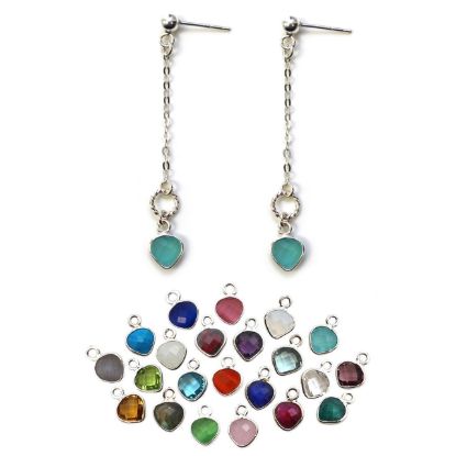 Wholesale Sterling Silver Long Chain and Gemstone Dangle Earrings (Sold Per Pair)