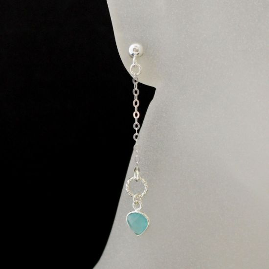 Wholesale Sterling Silver Long Chain and Gemstone Dangle Earrings (Sold Per Pair)