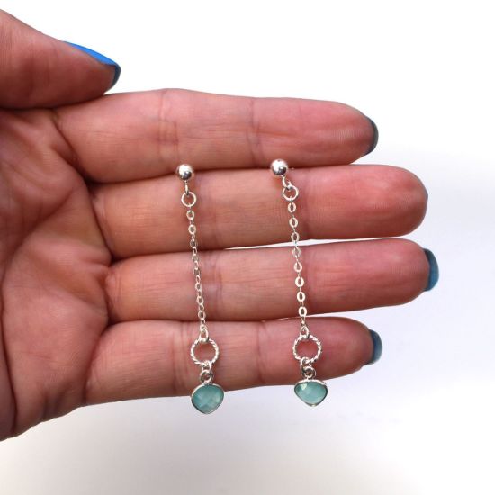 Wholesale Sterling Silver Long Chain and Gemstone Dangle Earrings (Sold Per Pair)