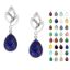 Wholesale Sterling Silver Textured Leaf Teardrop Gemstone Earrings (Sold Per Pair)