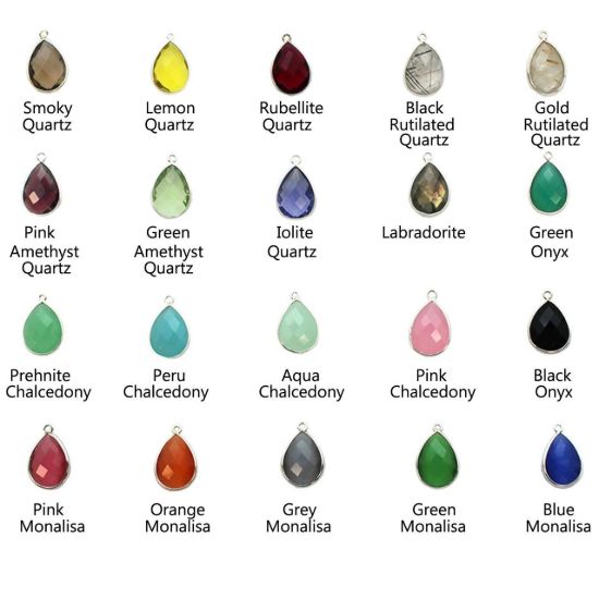 Wholesale Sterling Silver Textured Leaf Teardrop Gemstone Earrings (Sold Per Pair)