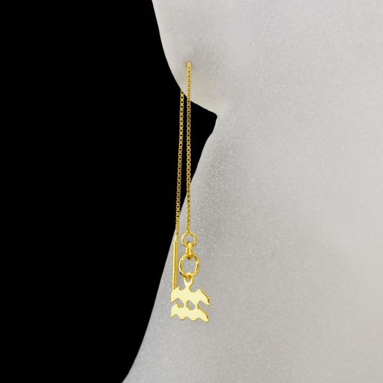 Wholesale Gold Over Sterling Silver Zodiac Charm Threader Earrings (Sold Per Pair)